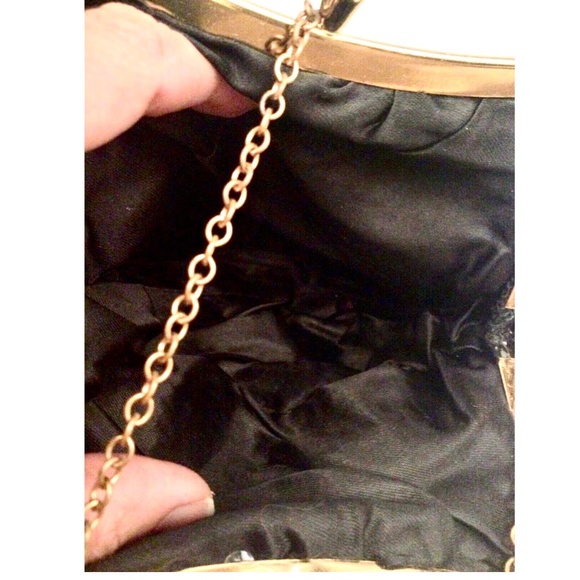 ***SOLD***Small Black Sequined Clutch Evening Handbag Coin Purse w/Chain Strap - Picture 8 of 8